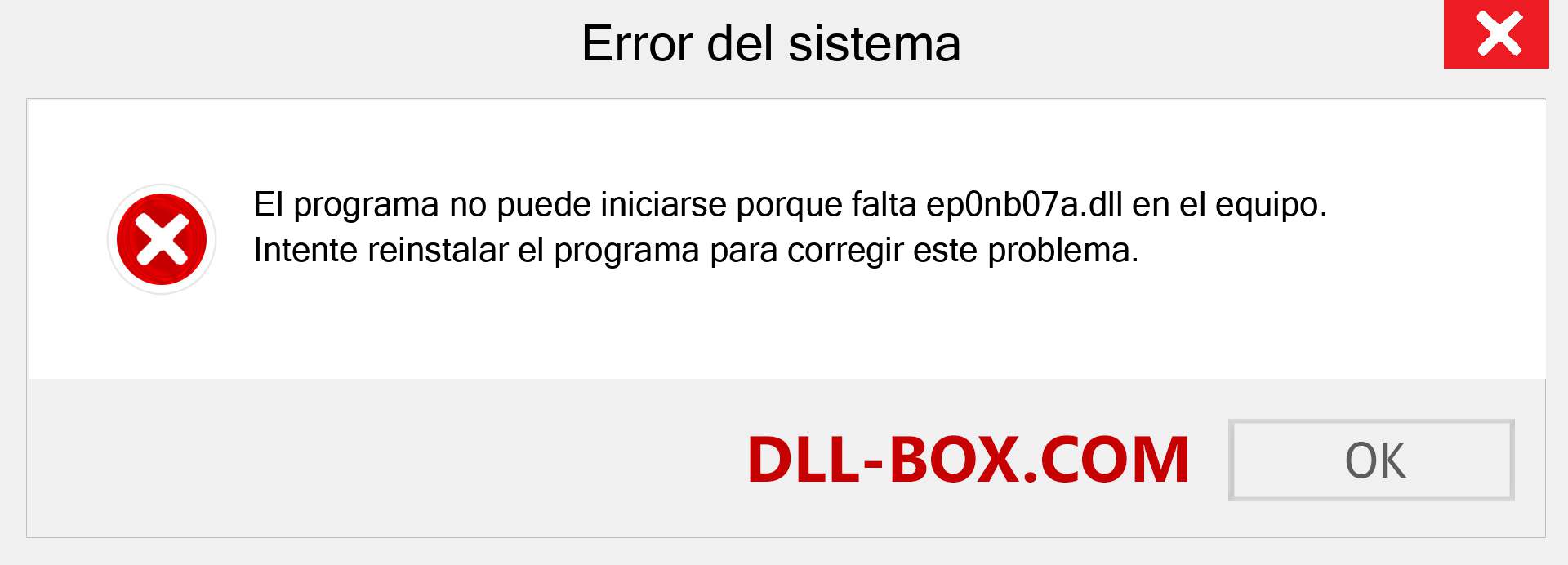 ¿Falta el archivo ep0nb07a.dll ?. Descargar para Windows 7, 8, 10 - Corregir ep0nb07a dll Missing Error en Windows, fotos, imágenes